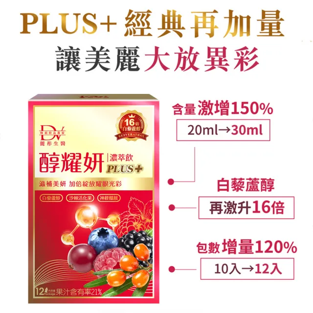 【DV 麗彤生醫】醇耀妍plus濃萃飲x8盒(陳美鳳推薦;加大容量及包數;30ml/包共96包;白藜蘆醇;燕窩;禮盒)