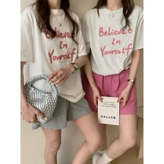 CHILL 質感天花板！Believe立體毛線繡短Tee 立體刺繡 韓系穿搭 百搭短袖 圓領T