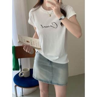 CHILL 法式高級感！Casual 字母反摺短Tee 小飛袖 棉質T恤 百搭圓領 反摺袖
