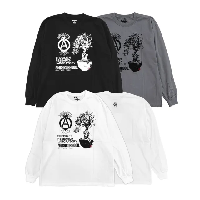 【NEIGHBORHOOD】Neighborhood Srl. Tee Ls - 1 黑/灰/白 塊根 長袖Tee 252PCNH-LT19