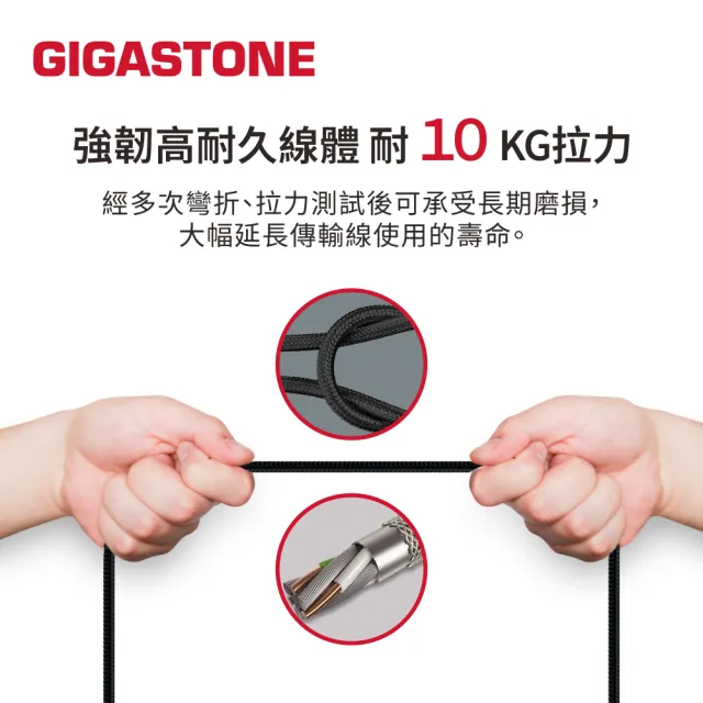 【Gigastone 立達國際】2入組 鋁合金USB 3.2 Type-C 充電傳輸線 GC-6800B(支援iPhone17/安卓手機充電)