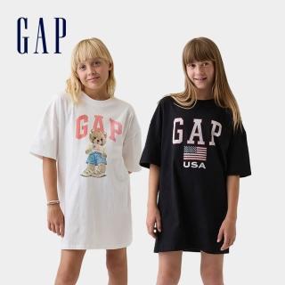 【GAP】兒童 Gap Logo Oversize舒適T恤裙-多色任選(898090)