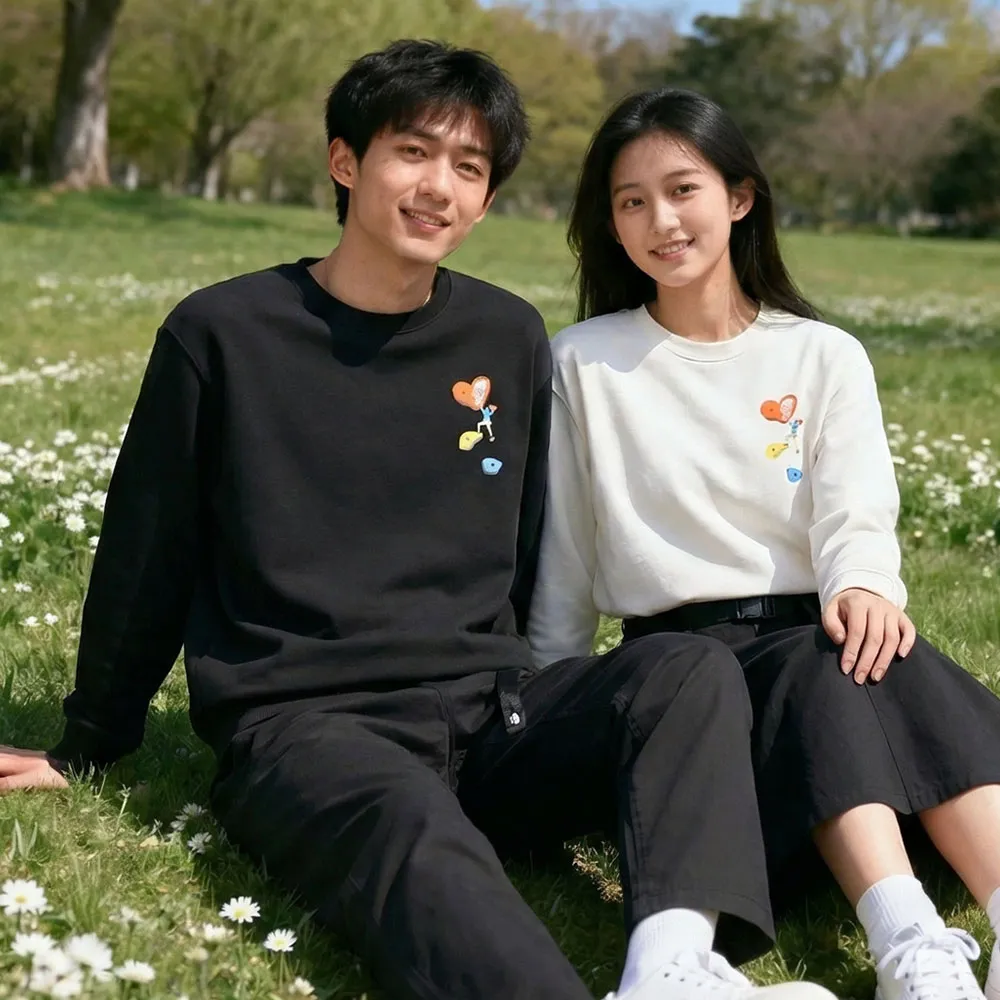 【The North Face】北面男女款黑色長袖大學T｜8GY7JK3