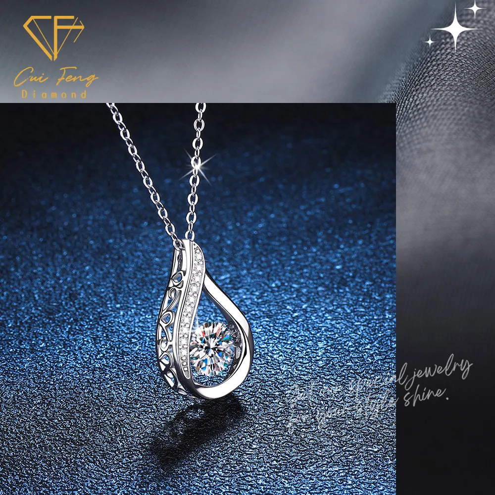 【CF Diamond】項鍊 莫桑鑽《靈動欲滴》(1克拉 618年中慶 鑽石 項鏈  生日禮物)