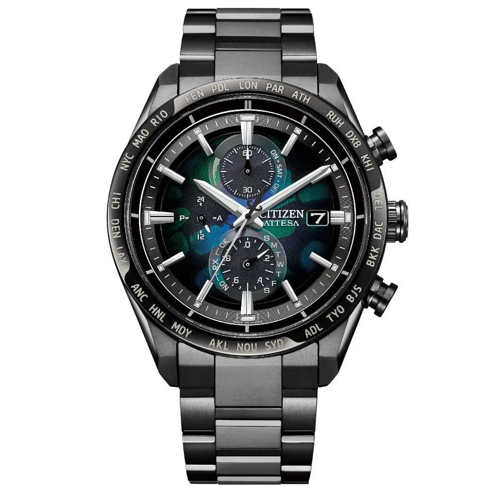 【CITIZEN 星辰】GENTS系列 宇宙幻彩限定款 光動能電波鈦金屬腕錶42mm  禮物  手錶(AT8286-65E)