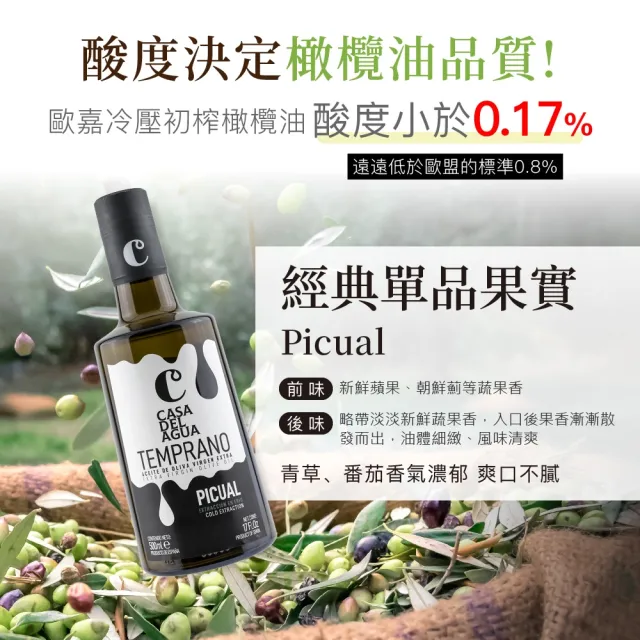 【Casa del Agua 歐嘉】西班牙特級冷壓初榨橄欖油Picual 500mlx3入+A.R頂級黑松露蘑菇醬90g松露含量15%