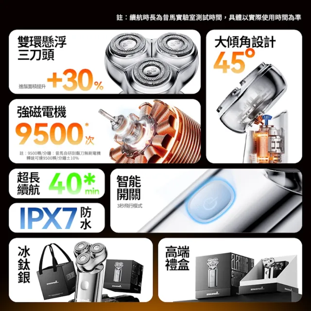 【SMASMALL 昔馬】小金剛旗艦三刀頭電動刮鬍刀S3(首創懸浮三刀頭 質感禮盒設計/父親節禮物/男生禮物)