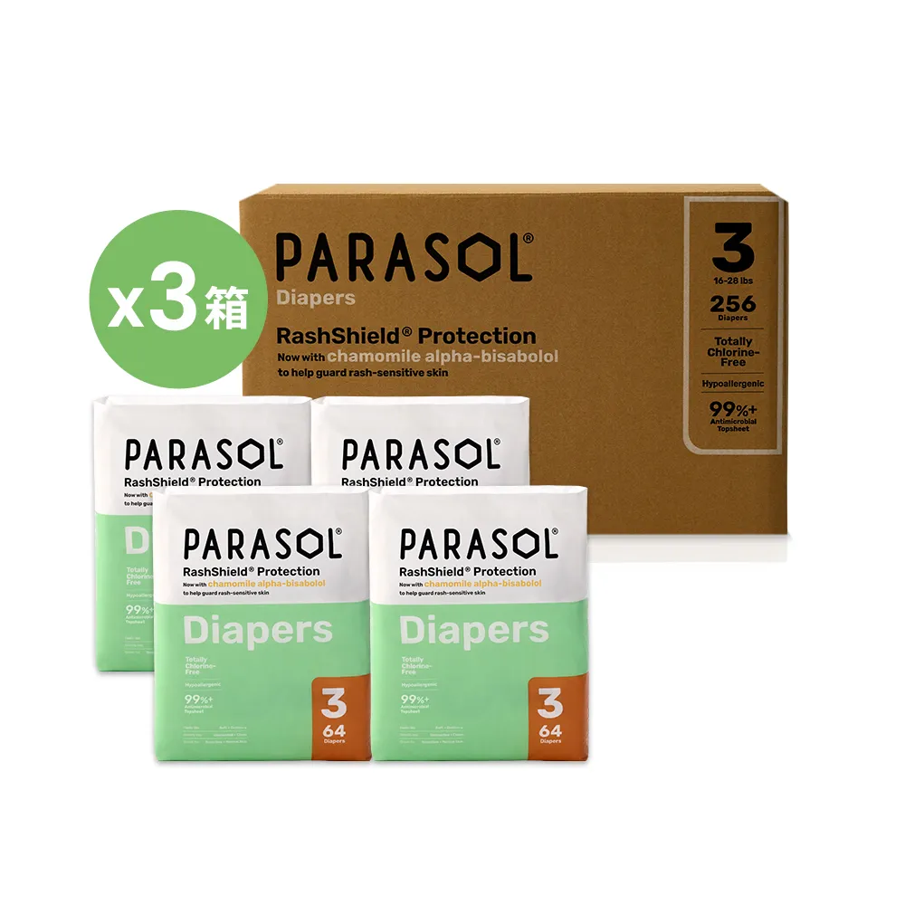 【PARASOL】總代理｜進化版_Clear+Dry 新科技水凝尿布 囤貨箱購3箱組 黏貼型M-XL(4包/箱)
