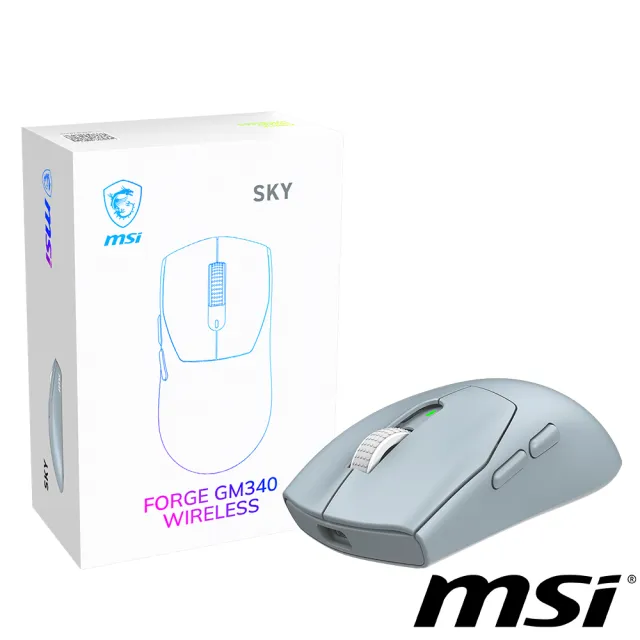【MSI 微星】FORGE GM340 W SKY無線電競滑鼠