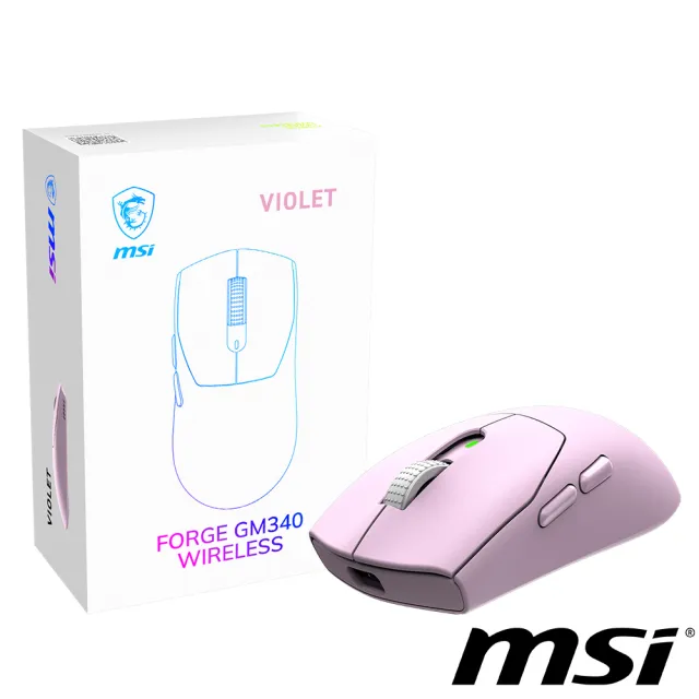 【MSI 微星】FORGE GM340 W VIOLET無線電競滑鼠