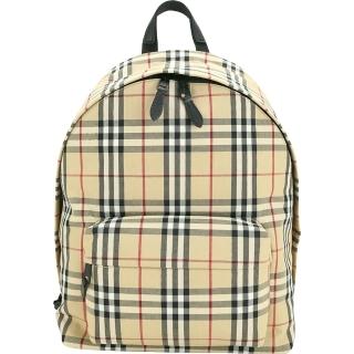 【BURBERRY 巴寶莉】Jett Vintage 格紋尼龍後背包-典藏米色