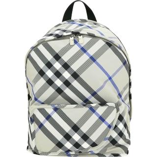 【BURBERRY 巴寶莉】Shield 格紋尼龍後背包-地衣灰