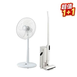 【SAMPO 聲寶】自動集塵無線吸塵器EC-UA18UNT+14吋微電腦遙控DC直流馬達風扇 SK-FM14KD