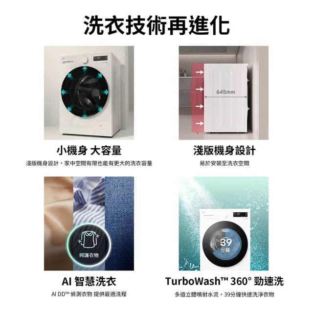【LG 樂金】家電快配15公斤◆WiFi蒸洗脫變頻滾筒洗衣機◆白(WD-S15NW)