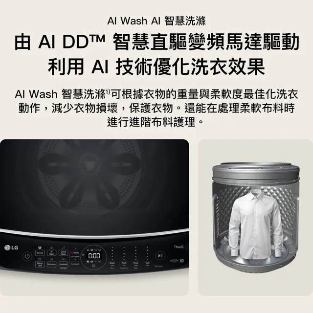【LG 樂金】家電快配12公斤◆AI DD™直驅變頻洗衣機◆曜石黑(WT-VDN12HM)