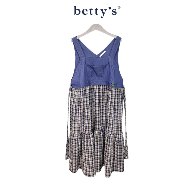 【betty’s 貝蒂思】格紋綁帶牛仔吊帶背心洋裝(共二色)