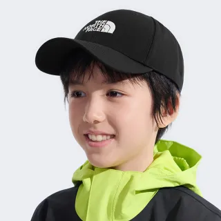 【The North Face】北面兒童黑色經典刺繡LOGO休閒運動帽｜7RIWJK3