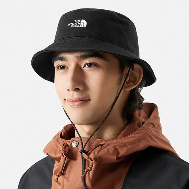 【The North Face】北面男女款黑色可調節帽帶休閒漁夫帽｜7WHNJK3