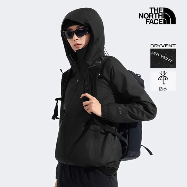 【The North Face】北面女款黑色DryVent防水透氣衝鋒衣｜8EYGJK3(外套)