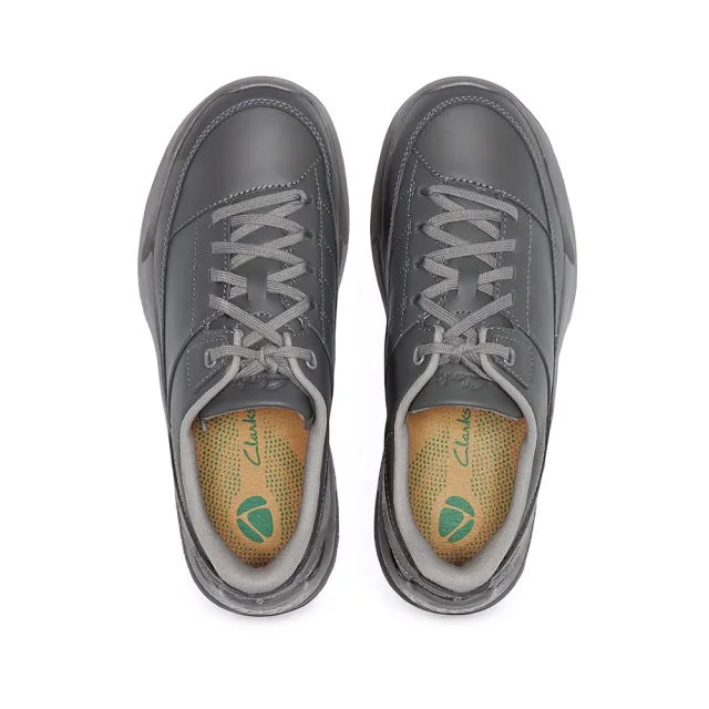 【Clarks】男鞋 輕鬆走-Tri Ease Lace男款真皮舒適緩震輕量休閒鞋 運動鞋 健走鞋(灰色)(CLM87339C)