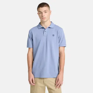 【Timberland】男款灰藍色休閒短袖Polo衫(A24H2B88)