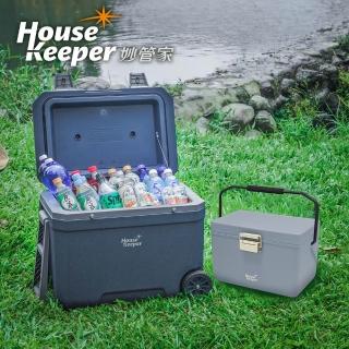 【妙管家】46L+12L拖輪冰桶組 HKI-4612DBU(可堆疊收納 拉桿冰桶 保冰桶 保冷 保溫 戶外露營保鮮箱 釣魚箱)