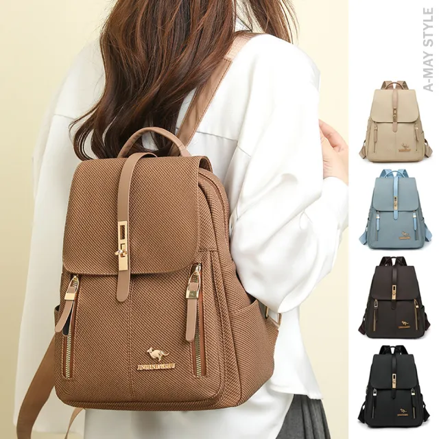 【Amay Style 艾美時尚】夏新品 女包 旅行後背包 雙肩包 質感防潑水鎖扣造型休閒後背包(5色.預購)