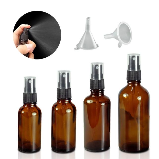 【ANDZEN】安得仁 20ml-100ml茶色玻璃噴霧瓶分裝瓶+漏斗(玻璃噴霧瓶/酒精分裝瓶/噴霧玻璃瓶/分裝噴瓶)