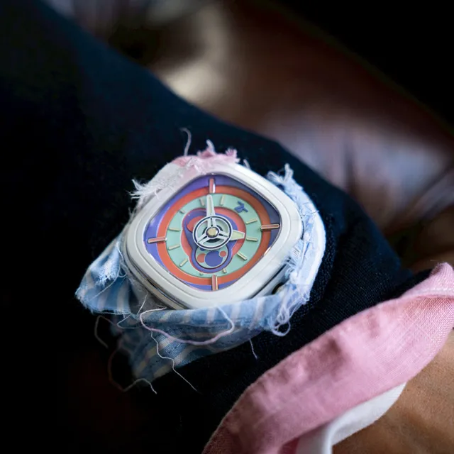 【SEVENFRIDAY】Bubble Gum 泡泡糖 陶瓷框多彩噴漆面盤機械錶-47.6x47mm(P1C/06)