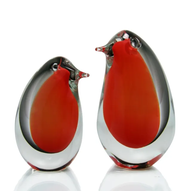 【TOP ART LIVING】企鵝 紅黑色(小-圖左) (動物 琉璃 送禮 藝品 藝術禮品 捷克製)