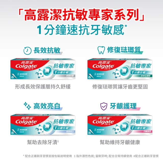 【Colgate 高露潔】抗敏專家牙膏110gX4入(抗敏感/抗敏護齦雙效/長效抗敏/高效亮白)