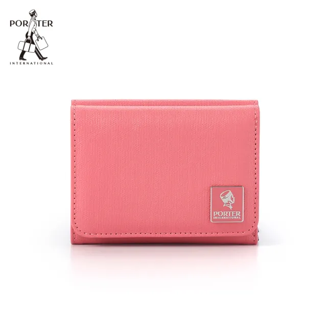 【PORTER INTERNATIONAL】復古品味MORI三折零錢短夾(玫瑰粉)