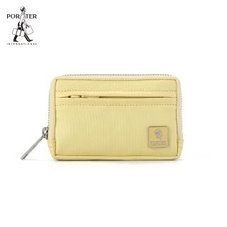 【PORTER INTERNATIONAL】復古品味MORI實用拉鍊零錢包(鵝黃)