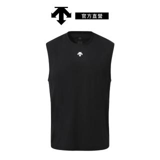 【DESCENTE】迪桑特 男士 背後設計文字落肩無袖背心(黑色)