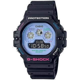 【CASIO 卡西歐】G-SHOCK 繽紛霓虹撞色腕錶 情人節 送禮(DW-5900DN-1)