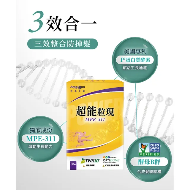 【AmaBios 亞馬生醫】MPE-311超能粒現5盒(30粒/盒 重生髮源)