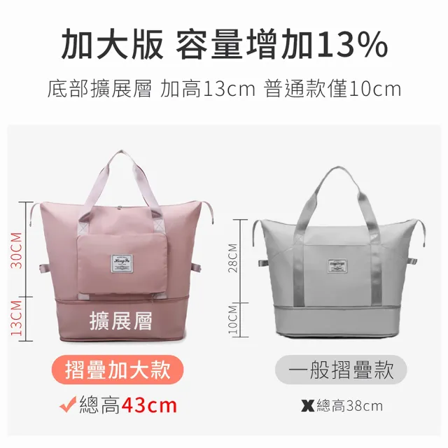 Touring 加大版擴展旅行袋 摺疊便攜 乾溼分離 側肩包拉桿包旅遊收納袋 折疊行李袋