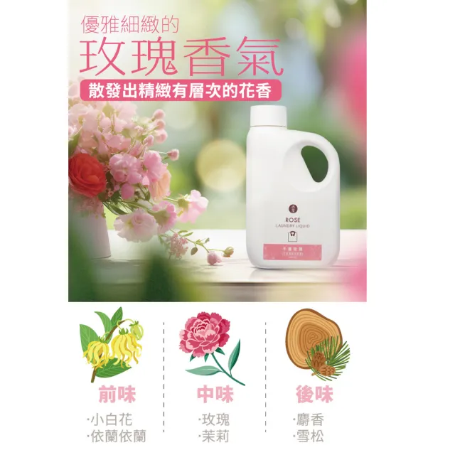【古寶無患子】3入組 古寶無患子三倍濃縮洗衣精-千層玫瑰1000ml(抗回沾科技/環保洗淨/玫瑰花香/去汙抑菌)