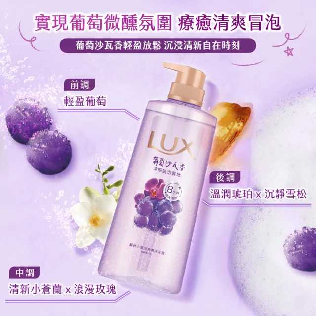 【LUX 麗仕】小氣泡爽膚沐浴露400g(葡萄沙瓦香)
