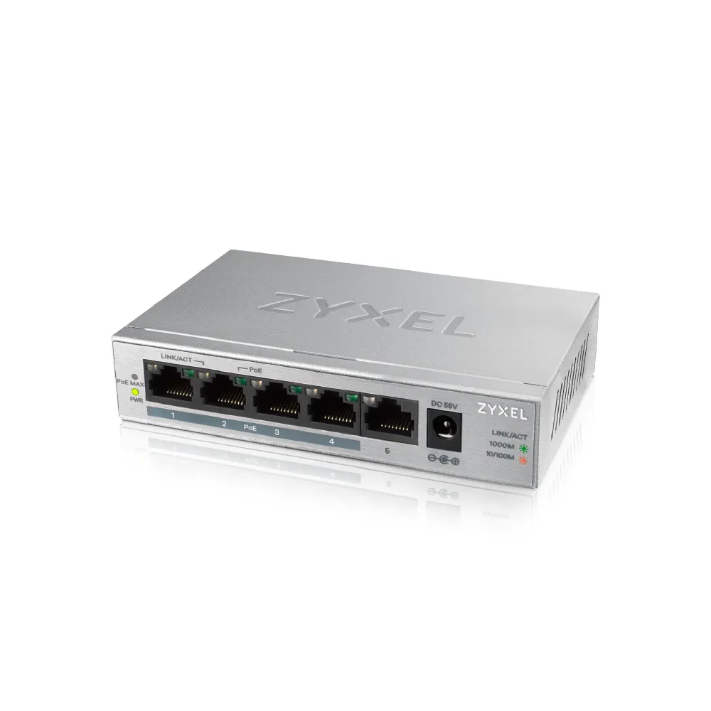 【ZyXEL 合勤】GS1005HP 無網管型5埠Gigabit PoE交換器(金屬殼) MIT