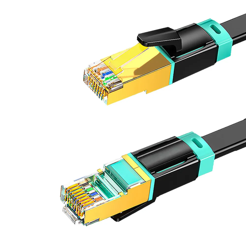 【山澤】Cat.8超極速40Gbps傳輸雙屏蔽抗干擾電競級網路扁線 黑/1M