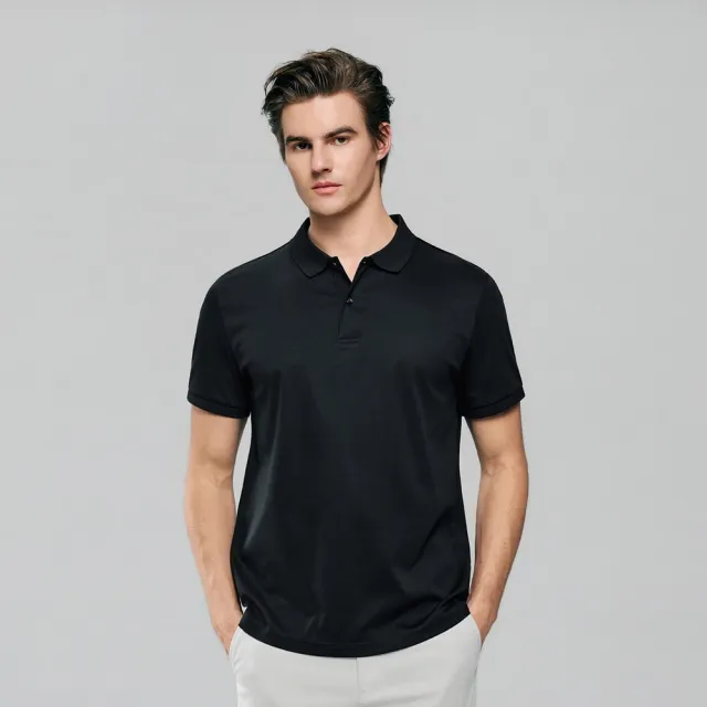 【GIORDANO 佐丹奴】男裝液氨棉修身短袖POLO衫 Liquid Touch系列(09 標誌黑)