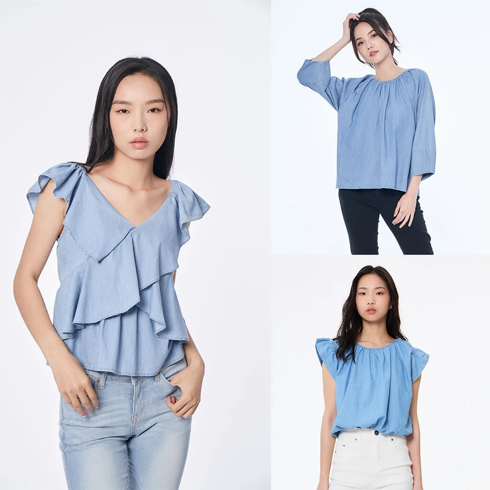 【5th STREET】女裝 短t 短袖 上衣 t恤 TEE 無袖 logo 牛仔(多款任選)