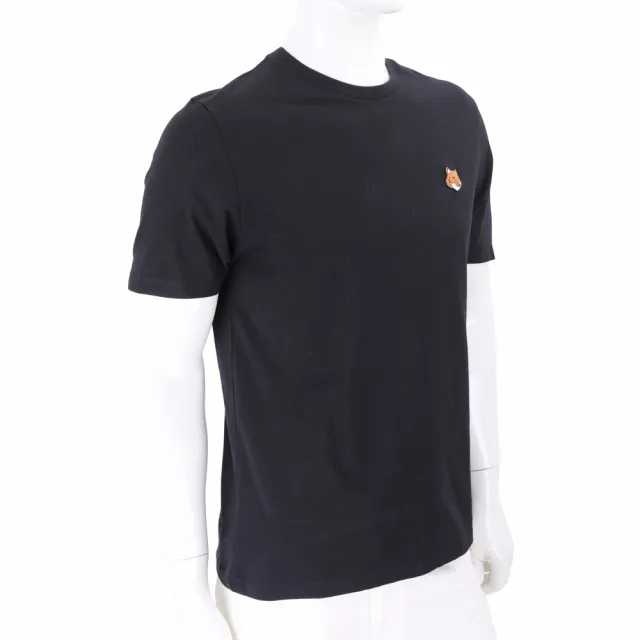 【Maison Kitsune】品牌狐狸頭補丁黑色純棉短袖TEE T恤-男女可穿