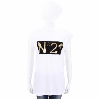 【N21】燙金字母白色棉質T恤