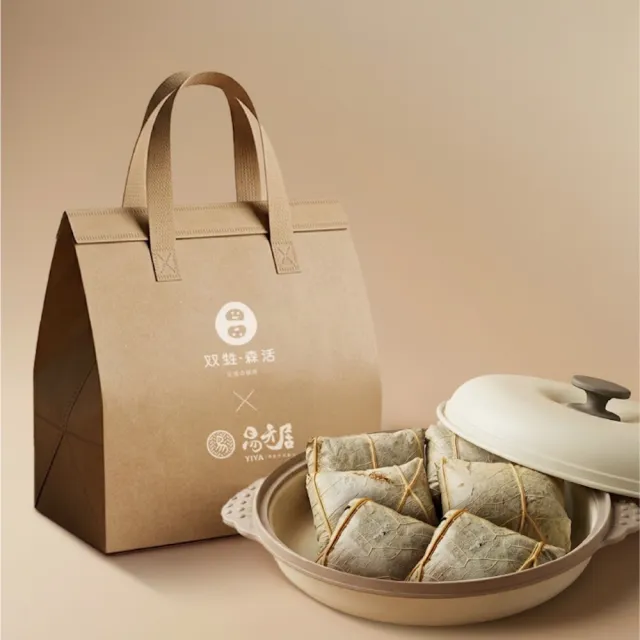【易牙居】双甡．森活 聯名御品荷葉糯米飯 100gx6入/盒 X2盒 附提袋(送禮/港點/鮑魚/干貝/中元普渡/拜拜)