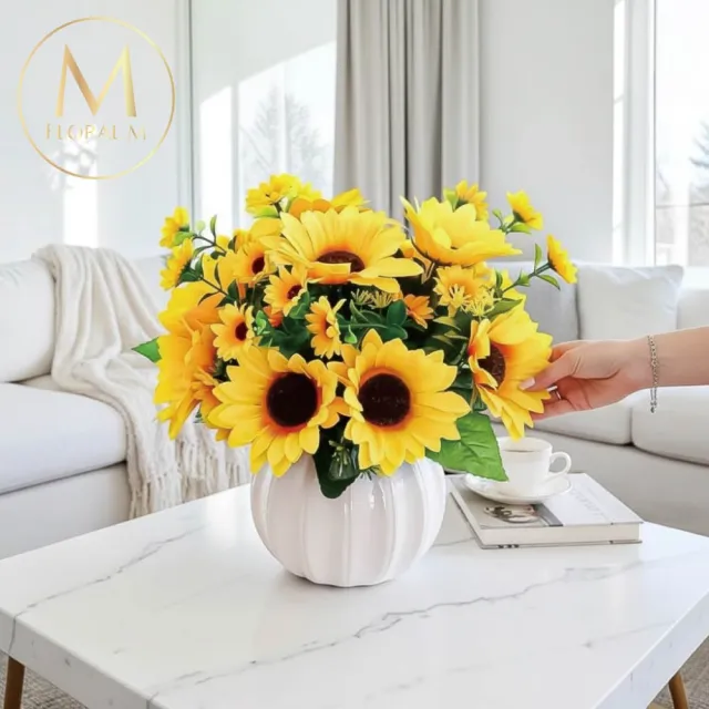 【Floral M】南法暖陽向日葵25cm仿真花禮含花器(人造花/仿真花/室內佈置/居家裝飾/桌上型花禮)