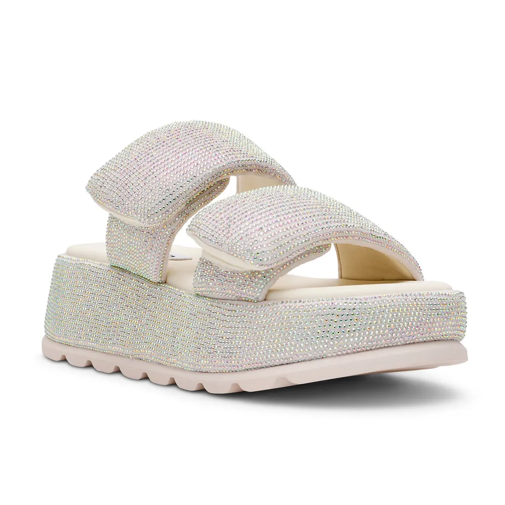 【steve madden】泡泡閃鑽厚底拖鞋 TOKIYO(銀白色)