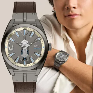 【FOSSIL】x Star Wars 星際大戰聯名 Mandalorian曼達洛人 貝斯卡鋼限量手錶-42mm 禮物 送禮(LE1245SET)
