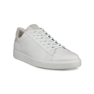【ecco】STREET LITE M 街頭闖趣簡約真皮休閒鞋 男鞋(白色/砂礫灰 52130458336)